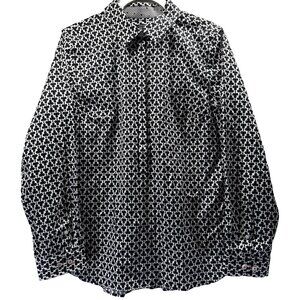 Talbots Women's‎ Top Size 10 Petite Black White Popover Long Sleeve Cotton Blend
